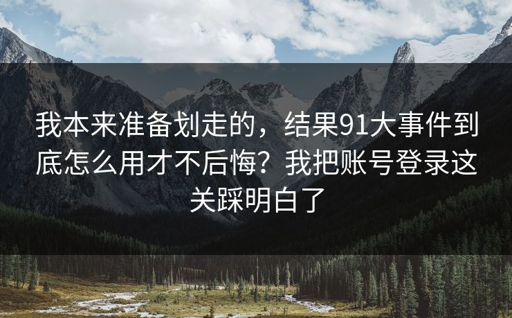 我本来准备划走的，结果91大事件到底怎么用才不后悔？我把账号登录这关踩明白了