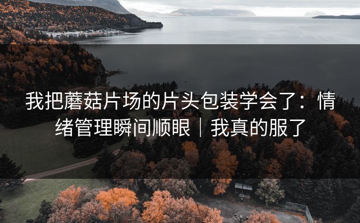 我把蘑菇片场的片头包装学会了：情绪管理瞬间顺眼｜我真的服了