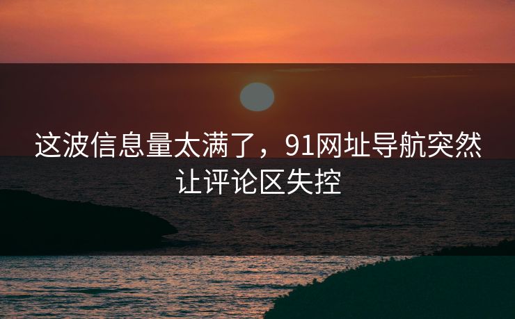 这波信息量太满了，91网址导航突然让评论区失控