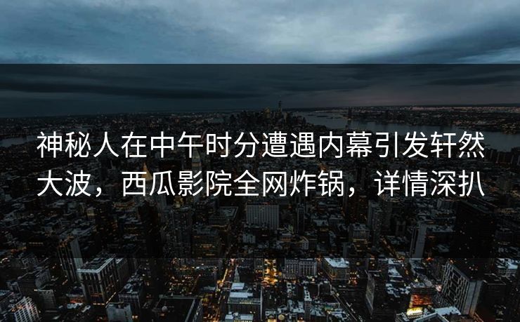 神秘人在中午时分遭遇内幕引发轩然大波，西瓜影院全网炸锅，详情深扒